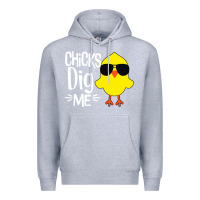 Heather Grey kids chick dig me Premium Hoodie - artisFamous