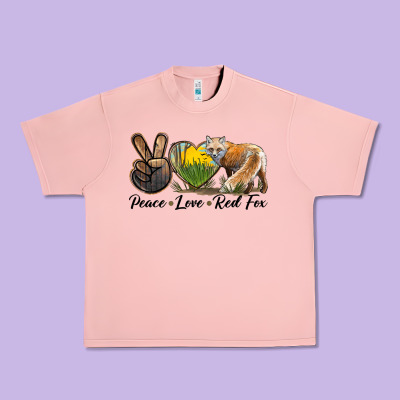 Peace Love Red Fox Urban Heavy Tee Designed By Lillyallendesigns