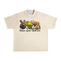 Sandshell Peace Love Red Fox Urban Heavy Tee - LillyAllenDesigns