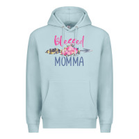 Blue Mist blessed momma Premium Hoodie - artisFamous