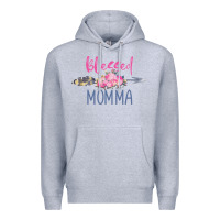 Heather Grey blessed momma Premium Hoodie - artisFamous