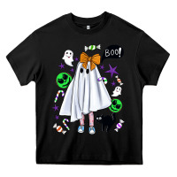 Black cute ghost halloween Heavy Core Tee - BundleAndBundleShop