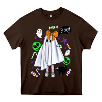 Chocolate Brown cute ghost halloween Heavy Core Tee - BundleAndBundleShop