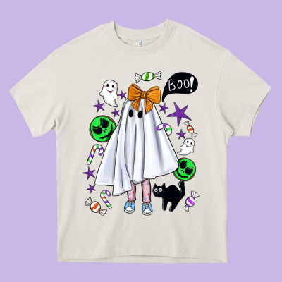 Cute Ghost Halloween Heavy Core Tee Designed By Bundleandbundleshop