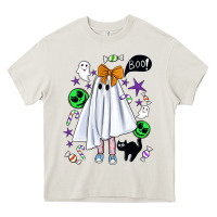 Cream cute ghost halloween Heavy Core Tee - BundleAndBundleShop