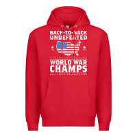 Red back to back undefeated world war champs Premium Hoodie - artisFamous