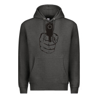 Charcoal Heather hands up pistol Premium Hoodie - artisFamous