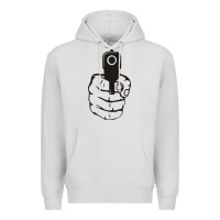 Dove Grey hands up pistol Premium Hoodie - artisFamous