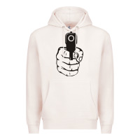 Pale Pink hands up pistol Premium Hoodie - artisFamous