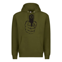 Army Green hands up pistol Premium Hoodie - artisFamous