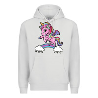 Dove Grey cute unicorn Premium Hoodie - artisFamous