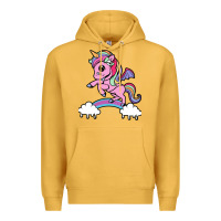 Mustard cute unicorn Premium Hoodie - artisFamous