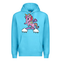 Ocean Blue cute unicorn Premium Hoodie - artisFamous