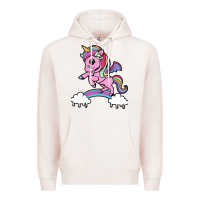 Pale Pink cute unicorn Premium Hoodie - artisFamous