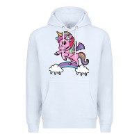 White cute unicorn Premium Hoodie - artisFamous