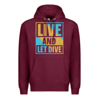 Burgundy Live And Let Dive Retro Style Premium Hoodie - artisFamous
