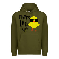 Army Green kids chick dig me christian Premium Hoodie - artisFamous
