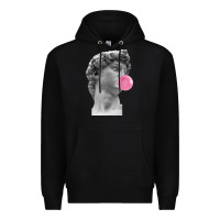 Black Vaporwave statue head with bubblegum Premium Hoodie - artisFamous
