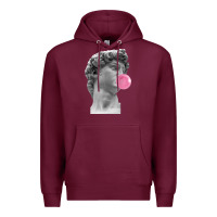 Burgundy Vaporwave statue head with bubblegum Premium Hoodie - artisFamous