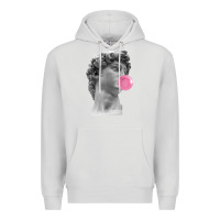 Dove Grey Vaporwave statue head with bubblegum Premium Hoodie - artisFamous
