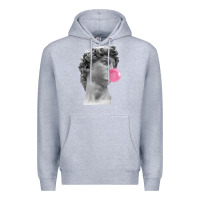 Heather Grey Vaporwave statue head with bubblegum Premium Hoodie - artisFamous