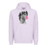Lilac Vaporwave statue head with bubblegum Premium Hoodie - artisFamous