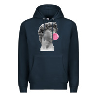 Navy Vaporwave statue head with bubblegum Premium Hoodie - artisFamous