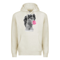 Oatmeal Heather Vaporwave statue head with bubblegum Premium Hoodie - artisFamous