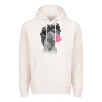 Pale Pink Vaporwave statue head with bubblegum Premium Hoodie - artisFamous