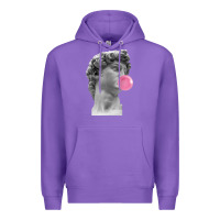 Purple Vaporwave statue head with bubblegum Premium Hoodie - artisFamous