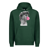 Sports Green Vaporwave statue head with bubblegum Premium Hoodie - artisFamous