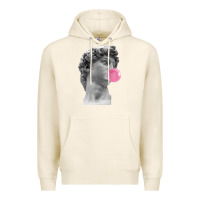 Tofu Vaporwave statue head with bubblegum Premium Hoodie - artisFamous