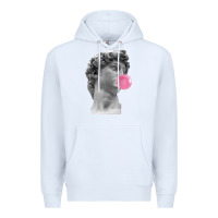 White Vaporwave statue head with bubblegum Premium Hoodie - artisFamous