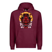 Burgundy demon oni mask Premium Hoodie - artisFamous