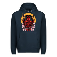 Navy demon oni mask Premium Hoodie - artisFamous