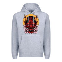 Heather Grey demon oni mask Premium Hoodie - artisFamous