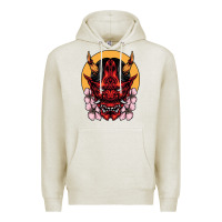Oatmeal Heather demon oni mask Premium Hoodie - artisFamous