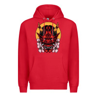 Red demon oni mask Premium Hoodie - artisFamous