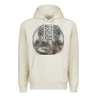 Oatmeal Heather cobra k.a.i rusted steel snake lo go graphic t shirt Premium Hoodie - artisFamous