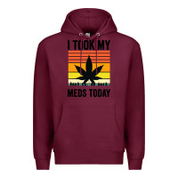 Burgundy i took my meds today Premium Hoodie - artisFamous