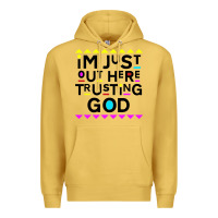 Antique Gold i'm just out here trusting god Premium Hoodie - artisFamous