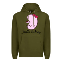 Army Green hello kidney Premium Hoodie - artisFamous