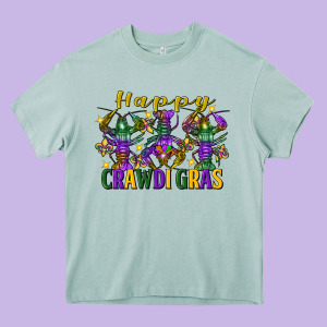 Happy Crawdi Gras Mardi Gras Crawfish Heavy Core Tee Designed By Fadigitalartstudio