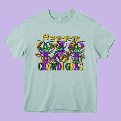 Happy Crawdi Gras Mardi Gras Crawfish Heavy Core Tee Designed By Fadigitalartstudio
