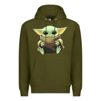 Army Green baby yoda Premium Hoodie - artisFamous