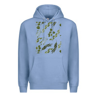 Colony Blue Watercolor Eucalyptus Pattern Premium Hoodie - artisFamous