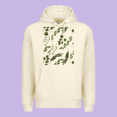 Watercolor Eucalyptus Pattern Premium Hoodie Designed By Artisfamous