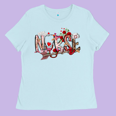 Nurse Valentines Day Ladies Tee Designed By Racoondesign