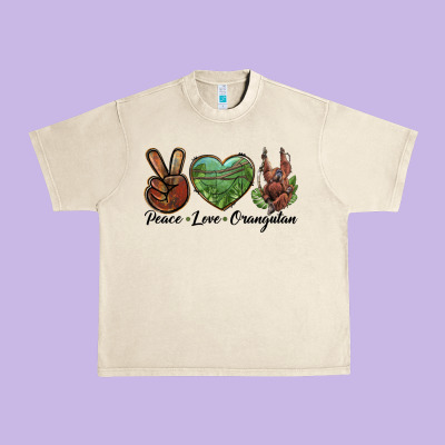 Peace Love Orangutan Urban Heavy Tee Designed By Lillyallendesigns