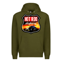 Army Green HOT ROD GARAGE CAR Premium Hoodie - artisFamous